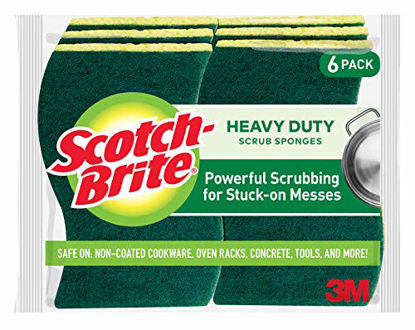 Picture of Scotch-Brite Heavy Duty Scrub Sponges, 6 Scrub Sponges, Stands Up to Stuck-on Grime