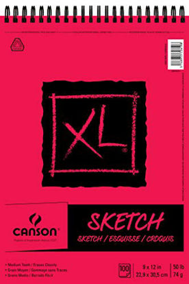 Picture of Canson XL Series Paper Sketch Pad for Charcoal, Pencil and Pastel, Top Wire Bound, 50 Pound, 9 x 12 Inch, 100 Sheets