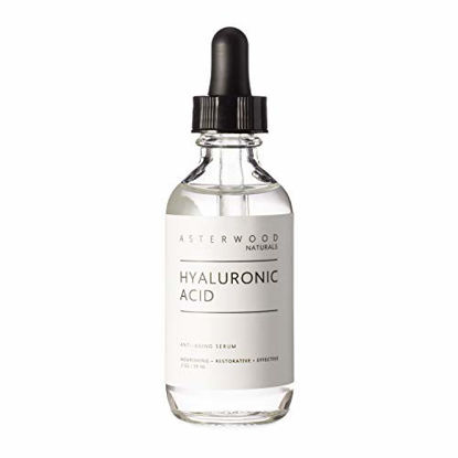 Picture of Hyaluronic Acid Serum 2 oz, 100% Pure Organic HA, Anti Aging Anti Wrinkle, Original Face Moisturizer for Dry Skin and Fine Lines, Leaves Skin Full and Plump ASTERWOOD NATURALS Dropper Bottle