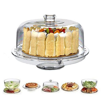 Picture of HBlife Acrylic Cake Stand Multifunctional Serving Platter and Cake Plate With Dome (6 Uses)