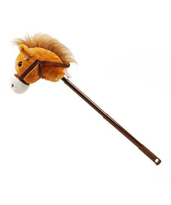 Picture of Linzy Hobby Horse, Galloping Sounds with Adjustable Telescopic Stick, Brown 36"