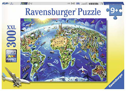 Picture of Ravensburger -World Landmarks Map - 300 Piece Jigsaw Puzzle for Kids - Every Piece is Unique, Pieces Fit Together Perfectly