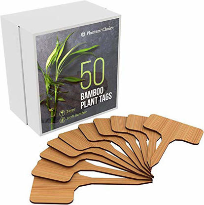 Picture of 50 Bamboo Plant Labels in Gift Box (T-Type) - Plant Tags - Cheese Markers