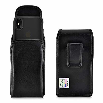 Picture of Turtleback Holster Designed for iPhone 11 Pro (2019) iPhone Xs (2018) and iPhone X (2017) Vertical Belt Case Black Leather Pouch with Executive Belt Clip, Made in USA