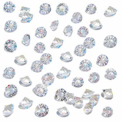 Picture of HANSGO Clear Glass Diamonds, Beveled Diamonds Small Crystal Gems Pirate Treasure 10mm Fake Diamonds Wedding Favor Table Centerpiece Decorations