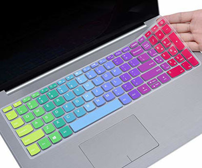Picture of CaseBuy Keyboard Cover Compatible Lenovo IdeaPad 320 330 330s 340s 520 720s 130 S145 L340 S340 15.6 inch / 2020 Lenovo ideapad 3 15.6 / Lenovo IdeaPad 320 330 L340 17.3 inch, Rainbow