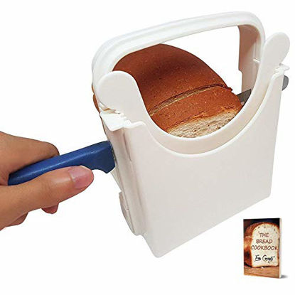 Picture of Eon Concepts Bread Slicer Guide For Homemade Bread With Rubber Feet Paddings and E-book | Loaf Cutter Machine - Foldable Adjustable & Customizable to 5 Thickness | Bagel/Sandwich/Toast Slicer |