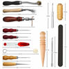 Picture of Electop 31 Pcs Leather Sewing Tools DIY Leather Craft Tools Hand Stitching Tool Set with Groover Awl Waxed Thread Thimble Kit