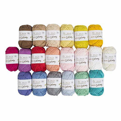 Picture of Lamia Mini Cottony 20 Skein 100% Cotton Mini Yarn, Total 17.6 Oz Each 0.88 Oz (25g) / 65 Yrds (60m), Light, Dk, Worsted Assorted Colors Yarn