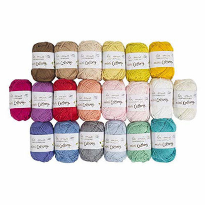 Picture of Lamia Mini Cottony 20 Skein 100% Cotton Mini Yarn, Total 17.6 Oz Each 0.88 Oz (25g) / 65 Yrds (60m), Light, Dk, Worsted Assorted Colors Yarn