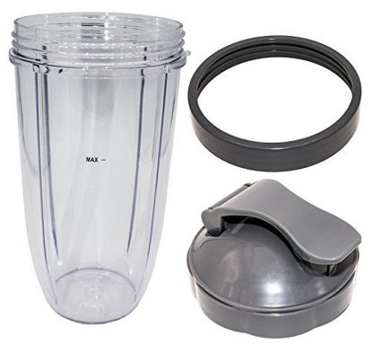 Blendin Replacement Cup with Flip Top to Go Lid Compatible with Magic Bullet MB1001 Blender (2 22oz Mug)