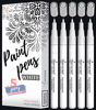 Picture of White Paint pens for Rock Painting, Stone, Ceramic, Glass, Wood. Set of 5 Acrylic Paint Markers Extra-fine Tip