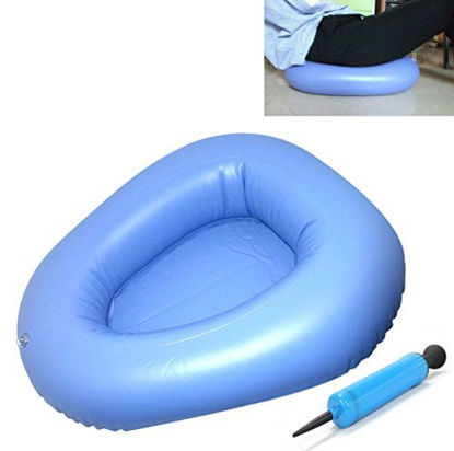 Picture of KIKIGOAL Bigger Washable Portable Air Inflation Blue Bed Pan Bedridden Elderly Inflatable Stool Bedsore Toilet