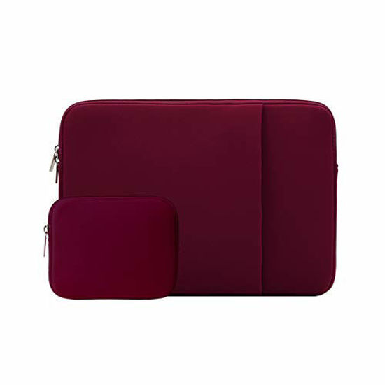RAINYEAR 11-11.6 Inch Laptop Sleeve Case Soft Carrying Computer Bag Cover with Front Pocket & Accessories Pouch,Compatible with 11.6 MacBook Air for 11 Notebook Tablet Ultrabook Chromebook Red