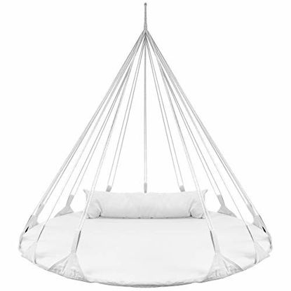 Picture of Sorbus Hanging Swing Nest with Pillow, Double Hammock Daybed Saucer Style Lounger Swing, 264 Pound Capacity, for Indoor/Outdoor Use (Swing Nest - White)