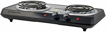 Picture of Ovente 5.7 & 6 Inch Double Hot Plate Electric Coil Stove, Portable 1700 Watt Cooktop Countertop Kitchen Burner with Adjustable Temperature Control & Stainless Steel Base Easy to Clean, Black BGC102B