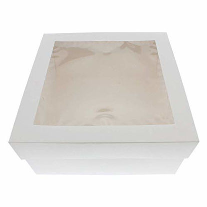 Picture of SpecialT | Cake Boxes with Window 25pk 12 x 12 x 6 Inch White Bakery Boxes, Disposable Cake Containers, Dessert Boxes