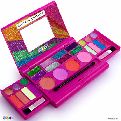 Picture of Kids Makeup Palette For Girl - Real Washable Kids Makeup - My First Princess Make Up Set Include 4 Blushes, 8 Eyeshadows, 6 Lip Glosses, 8 Glitter Glaze, Mirror, Brushes, Eyeshadow Wand - Best Gift