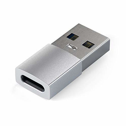 Picture of Satechi Type-A to Type-C Adapter Converter - USB-A Male to USB-C Female - Compatible with iMac, MacBook Pro/MacBook, Laptops, PC, Computers and More (Silver)