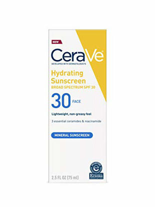 Picture of Cerave 100% Mineral Sunscreen SPF 30 | Face Sunscreen with Zinc Oxide & Titanium Dioxide for Sensitive Skin | 2.5 oz, 1 Pack