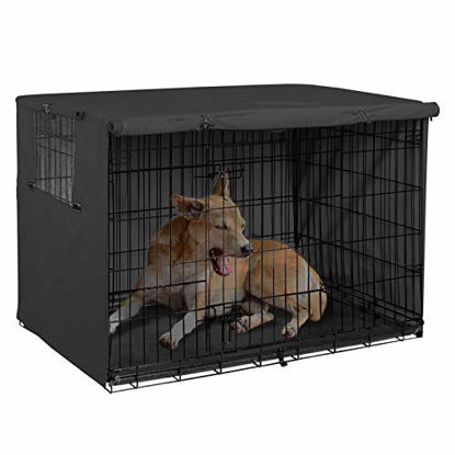 Picture of Explore Land 42 inches Dog Crate Cover - Durable Polyester Pet Kennel Cover Universal Fit for Wire Dog Crate (Black)