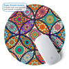 Picture of BOSOBO Mouse Pad, Round Mandala Mouse Mat, Cute Mouse Pad with Design, Non-Slip Rubber Base Mousepad with Stitched Edge, Waterproof Office Mouse Pad, Small Size 7.9 x 7.9 x 0.1 Inch, Mandala Colour