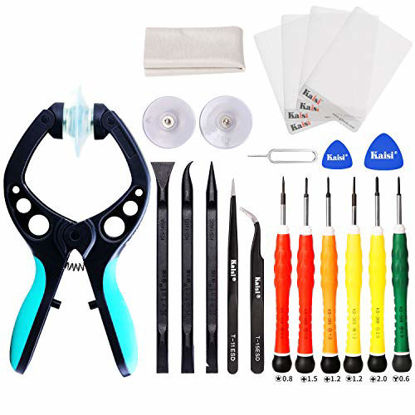 Picture of Kaisi iPhone Screen Opening Toolkit iSlack Suction Cup Pliers Opening Repair Kit Compatible for iPhone, iPad, Cellphone and Other Smooth Surface LCD Screen Opener - 16Pcs