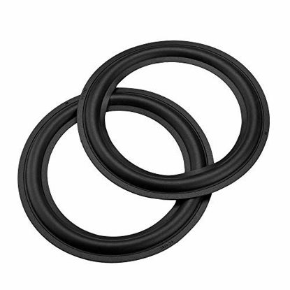 Picture of Bluecell 2pcs Black Color 8 Rubber Speaker Edge Surround Rings Replacement Parts for Speaker Repair or DIY (8")