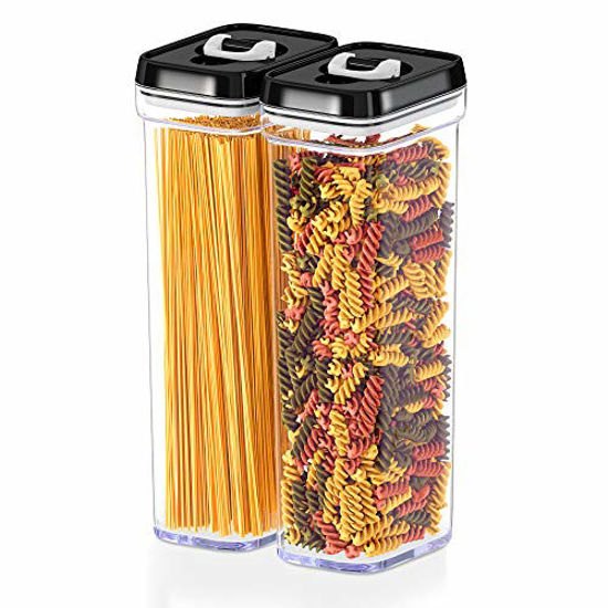 Getuscart DwËllza Kitchen Airtight Food Storage Containers With Lids Same Size 2 Piece Set Tall Air Tight Pantry Clear Container For Spaghetti Noodle And Pasta Keeps It Tall Air Tight Pantry Kitchen Clear, Dwellza Kitchen Airtight Food Storage Containers With Lids
