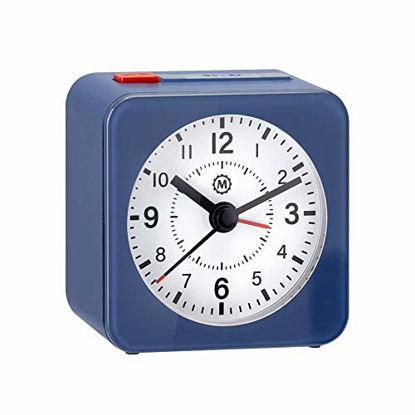 Picture of Marathon Mini Travel Alarm Clock, Silent Sweep, No Ticking, Auto Back Light and Snooze Function - CL030065BL-WH2 (French Blue/White)