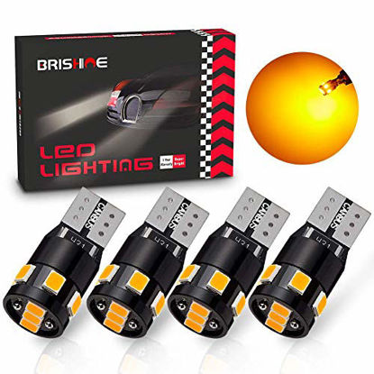 Pack of 10 BRISHINE 194 LED Bulbs Extremely Bright Amber Yellow 5630 Chipsets 168 2825 175 T10 W5W LED Replacement Bulbs for Car Interior Map Dome Door Courtesy License Plate Lights 