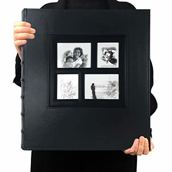 Premium Black Photo Album, Photo Album with Pockets, 100 Pages for 4x6, Acid  Free Photo Album for Wedding