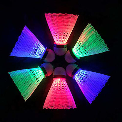 Picture of Senston LED Badminton Shuttlecocks Nylon, Dark Night Glow Badminton Ball Lighting for Outdoor Indoor Sports Activities 6 Pack