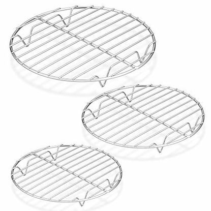 Picture of P&P CHEF Round Cooking Rack, 3 Pcs (7½ & 9 & 10½), Baking Cooling Steaming Grilling Rack Stainless Steel, Fits Air Fryer/Stockpot/Pressure Cooker/Round Cake Pan, Oven & Dishwasher Safe