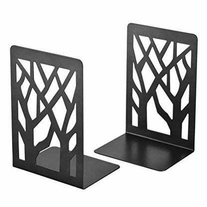 Picture of Book Ends, Bookends, Book Ends for Shelves, Bookends for Shelves, Bookend, Book Ends for Heavy Books, Book Shelf Holder Home Decorative, Metal Bookends Black 1 Pair, Bookend Supports, Book Stoppers