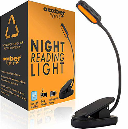 Picture of Giftable Amber Book Light - Blue Light Blocking - Night Reading Light by Amber Light Store. Rechargeable. 1600K for Reading in Bed at Night. Perfect as a Giftable Kindle Light and LED Book Light.