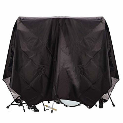Picture of Drum Set CoverPVC Coating Drum Cover, Drum Accessories, Electric Drum Kit Cover with Sewn-in Weighted Corners, Drum Sets Accessories (78"x 98", black)