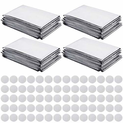 Picture of Pack of 4 High Silver Reflective Mylar Film Foil Sheet for Garden Greenhouse Covering Plant Growth, Effectively Increase Plants Growth, 70 Pieces Double Sided Foam Pads (210 x 130 cm)
