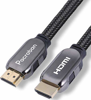 Picture of Pacroban 8K HDMI 2.1 Braided Cable (10ft) CL3 Rated Supports 48Gbps Ultra High Speed, 10K 8K 5K 4K at 120Hz, 60Hz Dynamic HDR, Dolby Vision, Dolby Atmos