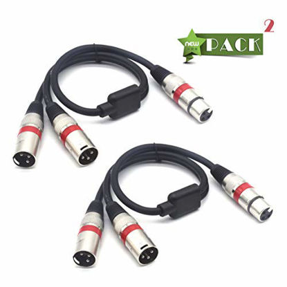 Picture of SiYear Balanced XLR Splitter Cable - XLR Female to Dual XLR Male 3 Pin Patch Y Cable Microphone Splitter Cord Audio Adapter (50CM-2PACK)