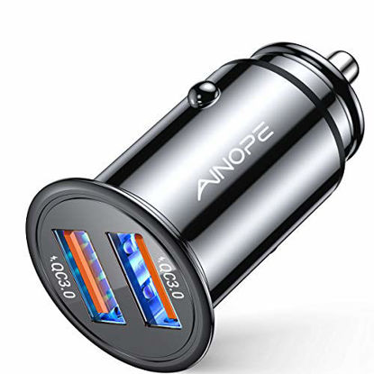 Picture of AINOPE USB Car Charger, [Dual QC3.0 Port] 36W/6A [All Metal] Fast Car Charger Adapter Mini Cigarette Lighter Usb Charger Quick Charge Compatible with iPhone 11 pro/11/ x/8, Note 9/Galaxy S10/S9