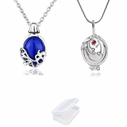 Picture of UoYu 2 Pcs The Vampire Diaries Elena Gilbert Opening Vervain Locket Pendant Necklace and Daywalking Katherine Necklace Pendant Charm Necklace-Royal Blue with Transparent Box