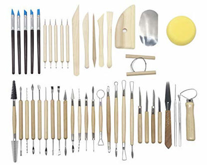 Picture of LGCBO Pottery Tools, 45PCS Ceramic Clay Sculpting Tools Set,Polymer Clay Tools Pottery Tools Set, for Beginners and Professional Art Crafts