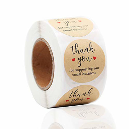 Picture of YOGET 1.5'' Thank You for Supporting Our Small Business, Kraft Paper Thank You Stickers, 500 Labels Per Roll