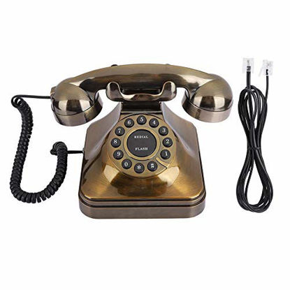 Picture of M ugast Vintage Telephone Landline,Bronze Antique Retro Office Desktop Wired Phone Landline with Noise Reduction/Number Store,Old Fashioned Home Decor Classical Telephones