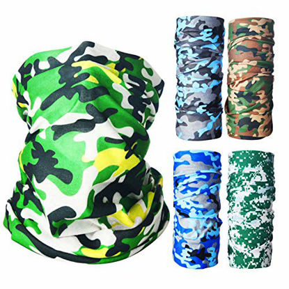 Picture of 5PACK Neck Gaiter Camo Face Mask,Washable Bandana Mask Headwear Scarf Camouflage Face Cover for Men Women