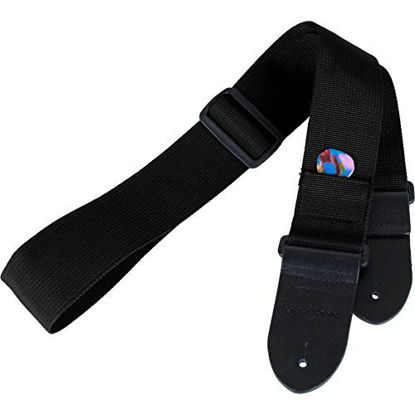 Picture of Protec Guitar Strap with Leather Ends and Pick Pocket, Black