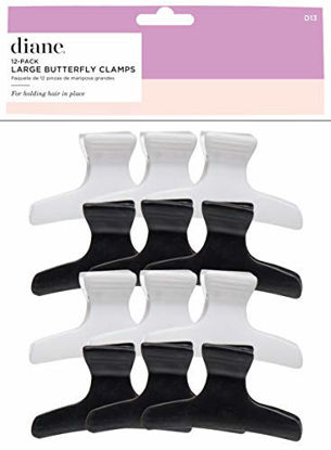 Picture of Diane Large butterfly clamps, black and white, 12 pack, D13