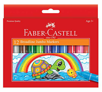 Picture of Faber-Castell Jumbo Broad Line Markers - 12 Colored Markers - Non-Toxic Supplies for Kids