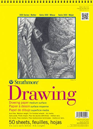 Picture of Strathmore 300 Series Drawing Pad, Medium Surface, 11"x14", Wire Bound, 50 Sheets